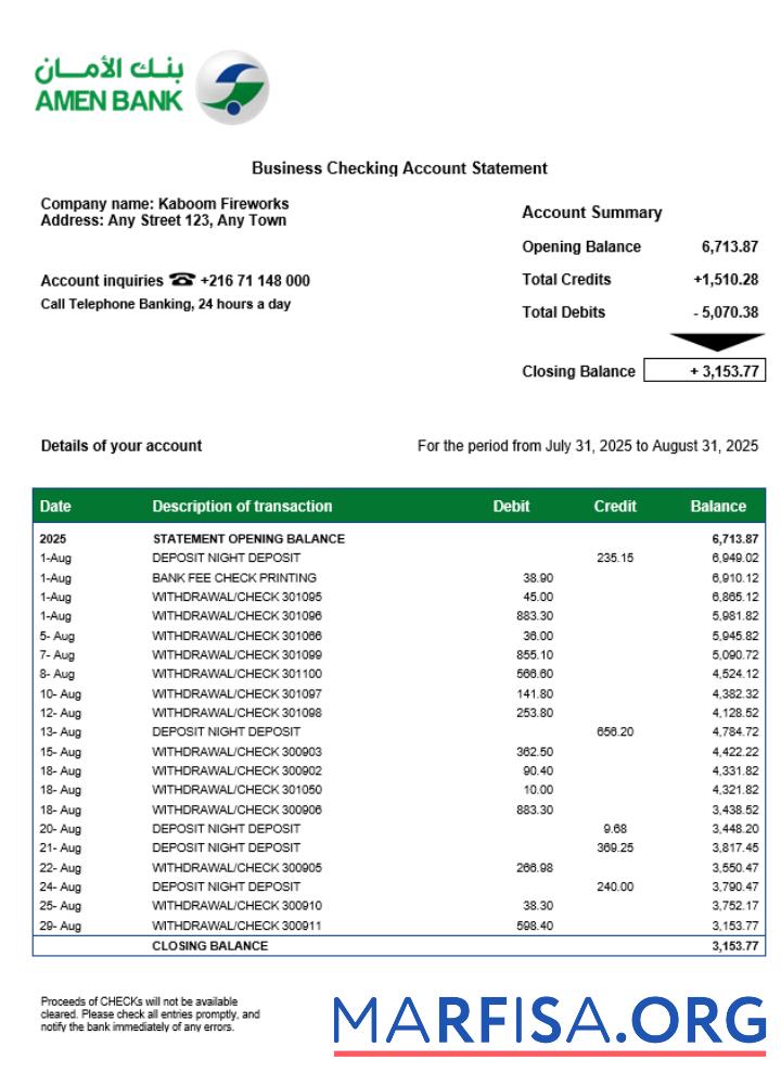 Realistic Tunisian Amen organization statement Word and PDF template